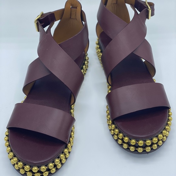 Chloe brown/gold sandals - size 7 (37) - Picture 1 of 4
